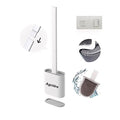 Toilet Brush with Holder Silicone Toilet Brush and Cleaning Brush for Household Bathroom Toliet Brush Set (White) - color: White
