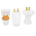 1/24 Dollhouse Miniature Bathroom Set, Simulation Ceramic Dollhouse Bathtub Toilet Sink Kit Dollhouse Furniture Accessories (A)