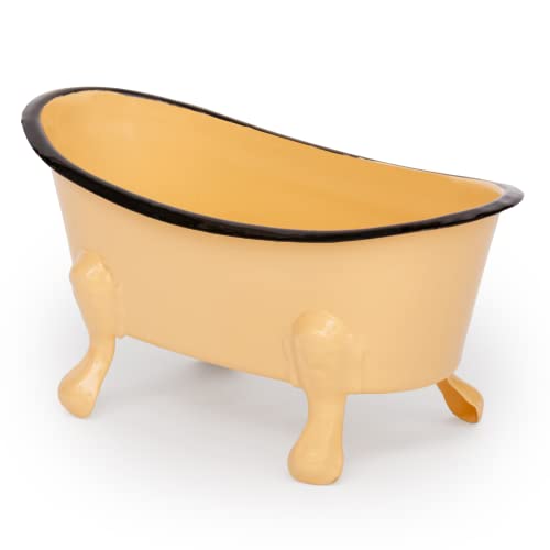 Rustic Enamel 1 Piece 5.5" Metal Clawfoot Mini Bathtub Soap Dish Mini Bath Tub Decoration Clawfoot Tub Soap Caddy Lemon - color: Lemon