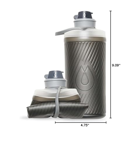 HydraPak Flux - Collapsible Backpacking Water Bottle (750ml, 1L, 1.5L) - BPA Free, Ultra Light, Spill-Proof Twist Cap - color: Mammoth Grey, style: 1L/32oz
