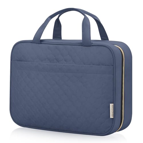 HXLGMD Travel Size Toiletry Bag for Women, Portable Cosmetic Bag with Hanging Hook, Travel Essentials Water-resistant Makeup Organizer for Accessories, Shampoo, Full-size Container, Toiletries - color: Aegean Blue, size: Medium