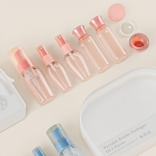 Travel Bottles Set - TSA Approved Leak Proof Squeezable Containers for Toiletries, Conditioner, Shampoo, Lotion & Body Wash Accessories (Upgraded-pink)