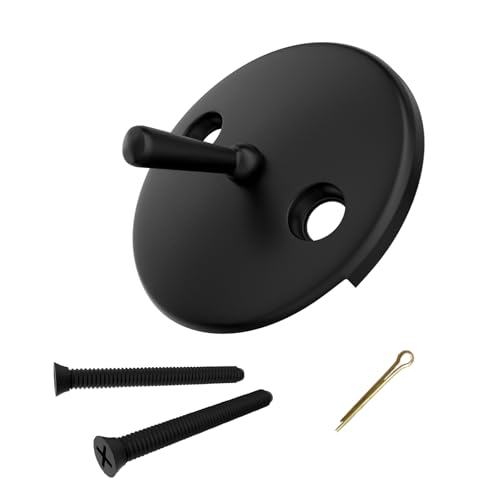 Trip Lever Bathtub Overflow Faceplate, Trip Levers Tub Drains Cover with Matching Screws (Matte Black) - color: Black Cover