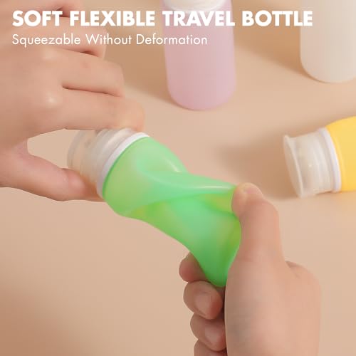 Muslish 21 Pack Leak Proof Silicone Travel Bottles Set, TSA Approved Containers for Toiletries, Travel Size Accessories and Shampoo Conditioner Bottles with Toiletry Bag (BPA Free) - color: Multi-color