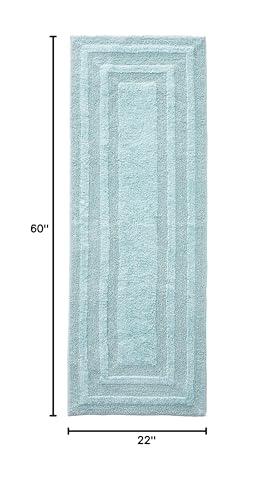 Eddie Bauer - Bathroom Rug, 100% Soft Plush Tufted Cotton Runner Rug, Highly Absorbent, Quick-Dry, and Skid-Resistant Backing (Logan Turquoise, 22" x 60") - color: Turquoise, style: 22" x 60"