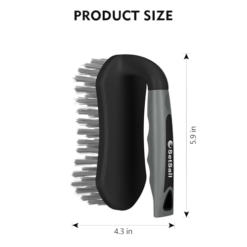 SetSail Scrub Brush, Heavy-Duty Scrub Brushes for Cleaning with Stiff Bristles Cleaning Brush for Shower, Bathroom, Carpet, Kitchen and Bathtub Scrubber - 2 Pack（Black Grey） - color: Black Grey
