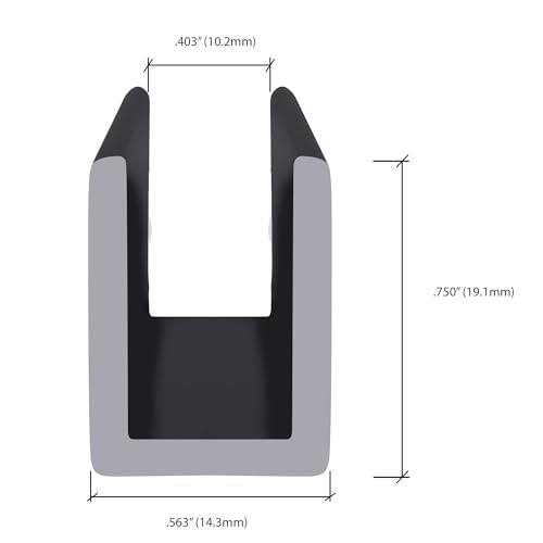 Brixwell SDCD38BL-CCP4 Black 3/8" Fixed Panel Shower Door Deep U-Channel 4 inch Sample - color: Black, size: 4 Inch - Sample