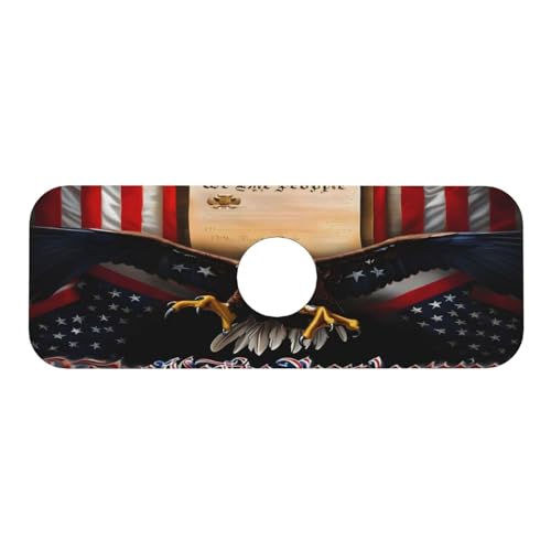 Classic American Old Flag Kitchen sink faucet pad, strong water absorption, anti slip, easy to clean, very suitable for splash and drip prevention, suitable for kitchens and bathrooms - color: Classic American Old Flag We The People Eagle