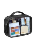 BAGSMART Clear TSA-Approved Toiletry Bag, Puffy Edges Travel Makeup Bag, Large Opening with Handle, Clear Cosmetic Bag with Double Zipper for Women (Black, 1Pack) - color: Black, size: 1Pack