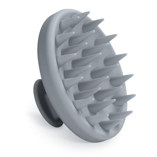 Meartchy Silicone Scalp Massager, Scalp Scrubber for Hair Growth with Soft Bristles, Scalp Exfoliator Brush Dandruff Removal Shampoo Brush for Wet Dry Scalp Care (Grey) - color: Grey
