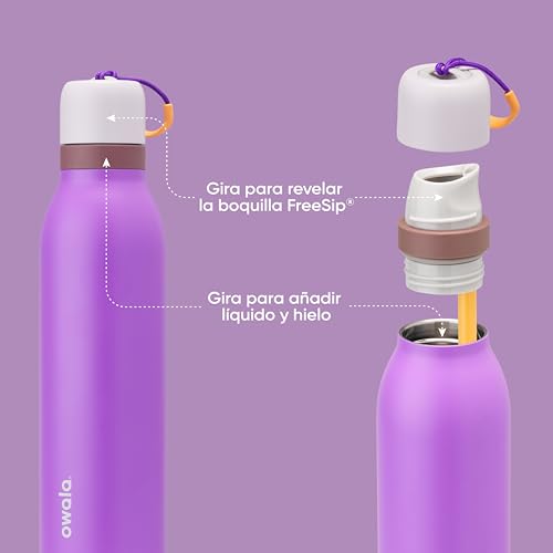 Owala FreeSip Twist Insulated Stainless Steel Water Bottle with Straw for Sports and Travel, BPA-Free, 24-oz, Purple/Purple (California Grapevine) - color: California Grapevine, size: 24 Ounces