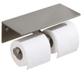 Toilet Paper Holder - Double Rolls Toilet Tissue Holder with Phone Shelf for Bathroom - TP Roll Holder with Wipes Storage, Wall Mounted by Adhesive Tape No Drilling or Screw - Brushed Nickel - color: Brushed Nickel-2 Rolls