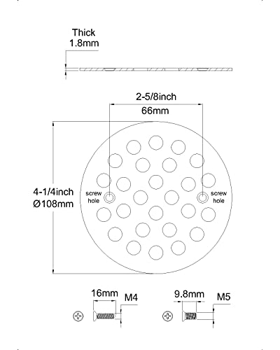 4-1/4 Inch Screw-in Round Floor Drain Cover Replacement Shower Drainer Grates (Brushed Nickel) - color: Brushed Nickel