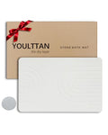 Stone Bath Mat 24"x16" - Diatomaceous Earth Shower Mat, Quick Dry, Anti-Slip, Modern Design with Bonus Non-Slip Pad - Perfect for Home Safety and Style, White,Semicircle - color: White,semicircle