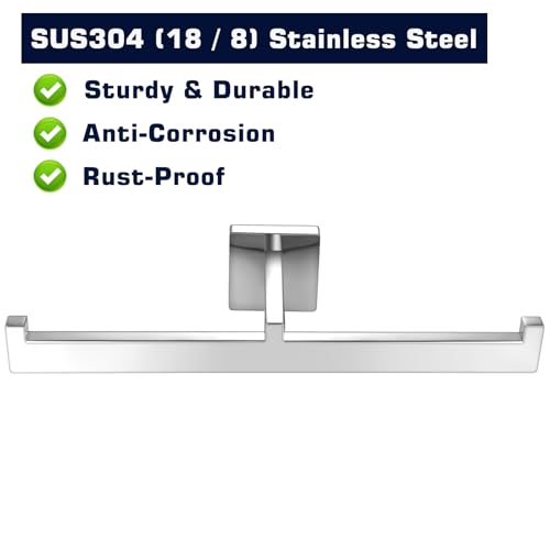 Double Toilet Paper Holder Wall Mount, SUS304 Stainless Steel 2 in 1 Square Dual Tissue Rolls Holder for Bathroom, Commercial Toilet Paper Holder for Office, Hotel Holding Mega Rolls Polished Chrome - color: Polished Chrome