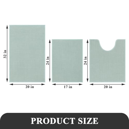 SHACOS 3 Piece Bath Mats Toilet Rug U-Shaped, No Slip Rubber Bath Rugs for Bathroom Toilet, Ultra Thin Bathroom Rugs Washable Quick Dry Absorbent Bathroom Mat (17"x24"+20"x32"+ U-20"x24") - color: Light Green, size: 17"x24"+20"x32"+U20"x24"