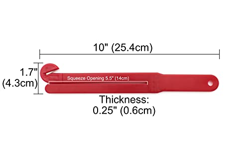 Food Bag Pouch Cutter Opener with Stainless Steel Blade and Squeezer for Kitchens - Includes EZ Hang Chain (Red) - color: Red