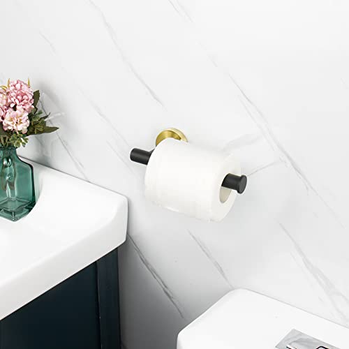 NearMoon Bathroom Toilet Paper Holder, Premium SUS304 Stainless Steel Rustproof Wall Mounted Toilet Roll Holder for Bathroom, Kitchen (1 Pack, Black and Gold) - color: Black and Gold