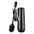 Toilet Brush and Holder Set, Luxury Toilet Brush & Sleek Stand, High-End Modern Silicone Toilet Brush Set, Non-Scratch Hygienic, Odor-Free Design - Easy to Clean (Matte Black + Gold, B) Father's Day - color: Matte Black + Gold