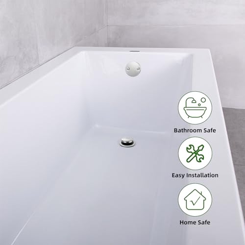 Brushed Nickel Bathtub Drain Tip-Toe Tub Trim Set with Two-Hole Overflow Faceplate Bathroom Tub Drains Replacement Conversion Tub Drain Kit Assembly with Universal Fine & Coarse Thread - color: Brushed Nickel