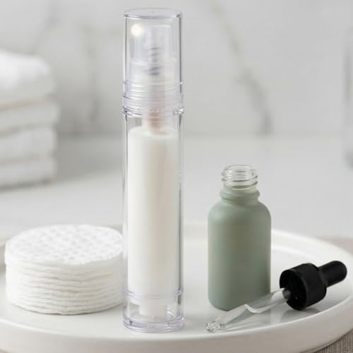 PAGOW 6pcs Clear Travel Pump Bottle, 5ml/10ml/15ml Airless Pump Bottles with Caps, Empty Refillable Cosmetic Containers Vacuum Dispenser Bottle for Lotion Makeup DIY Foundation