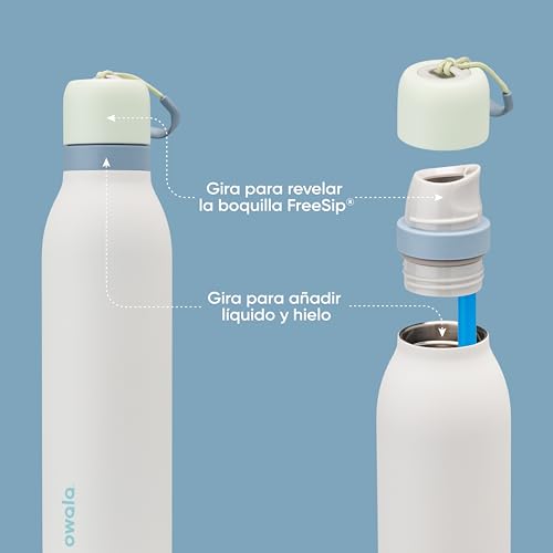Owala FreeSip Twist Insulated Stainless Steel Water Bottle with Straw for Sports and Travel, BPA-Free, 24-oz, Green/White (Iced Breeze) - color: Iced Breeze, size: 24 Ounces
