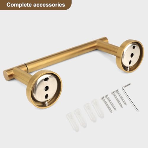 Brushed Gold Toilet Paper Holder Set, Stainless Steel Towel Ring, Double Post Pivoting Toilet Paper Holder and Hand Towel Holder Set for Bathroom - color: Brushed Gold