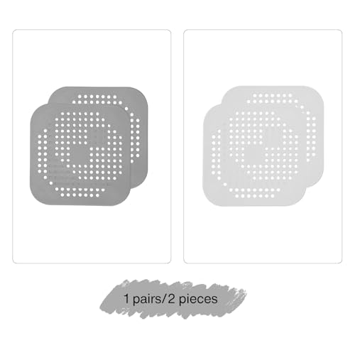 2 Pack Drain Hair Catcher Silicone Bathroom Accessories Square Drain Cover for Shower,Easy to Install Suit for Bathroom,Bathtub,Kitchen, Grey