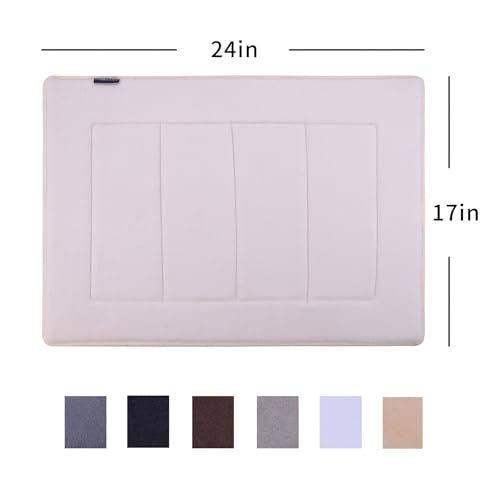 Bathroom Rugs, High Density Memory Foam Bath Mat, Absorbency & Non-Slip, Easy Care, Machine Washable Bath Mats for Bathroom, Shower&Tub, Modern Coral Velvet (White, 17" x 24") - color: New White, size: 1'5" x 2' (Rectangular)