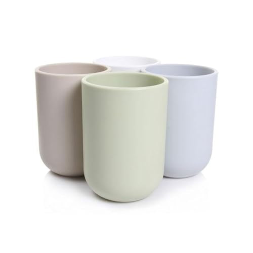 Solid Color mouthwash Cup, Simple Solid Color Toothbrush Cups, Toothbrush Holder 1 Piece, 10 oz (300 ml)(White)