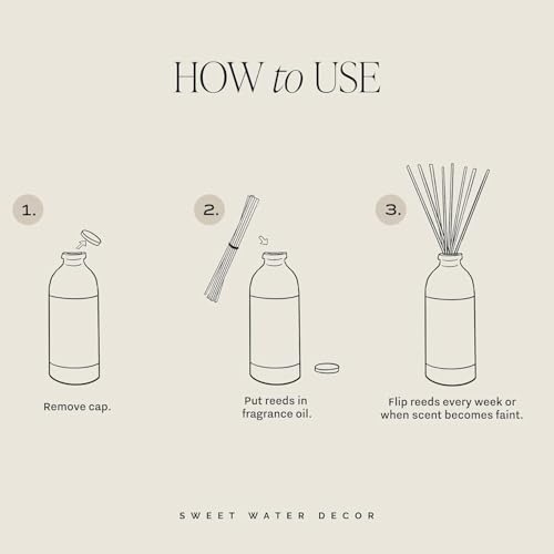 Sweet Water Decor Non-Toxic Cashmere and Vanilla Reed Diffuser Set, Cashmere, Sandalwood, Milky Coconut, Bourbon Vanilla Scented Diffuser for Home, Light Fragrance, Made in the USA, 3.5 FL OZ - style: Cashmere & Vanilla