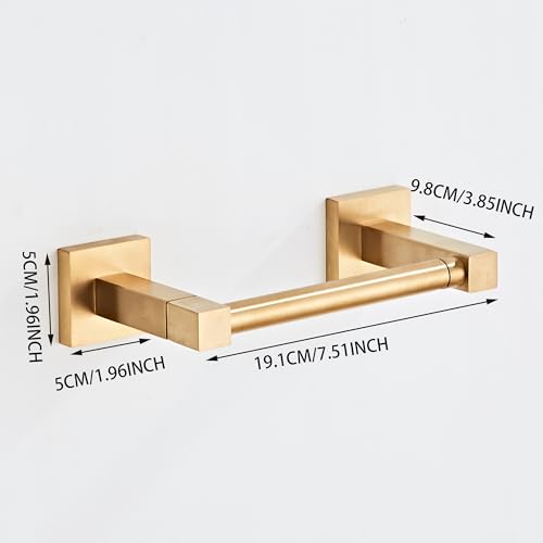 Brushed Gold Toilet Paper Holder Wall Mount, Bathroom Toilet Paper Holder for SUS 304 Stainless Steel, Double Post Pivoting Square Toilet Paper Roll Holder for Bathroom RV Paper Towels for TP - color: Square Brushed Gold