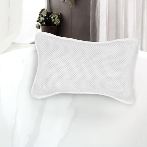 Luxury Bath Pillows for Tub, Slip Resistant Waterproof Bath Pillows for Tub Neck and Back Support with 2 Strong Suction Cups, Relaxing Spa Essentials (White) - color: White