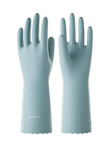 LANON Protection wahoo Skin-Friendly Dishwashing Cleaning Gloves, Dishwashing Kitchen Gloves with Cotton Flocked Liner, Non-Slip, Surf Spray, Large - size: Large (Pack of 1)