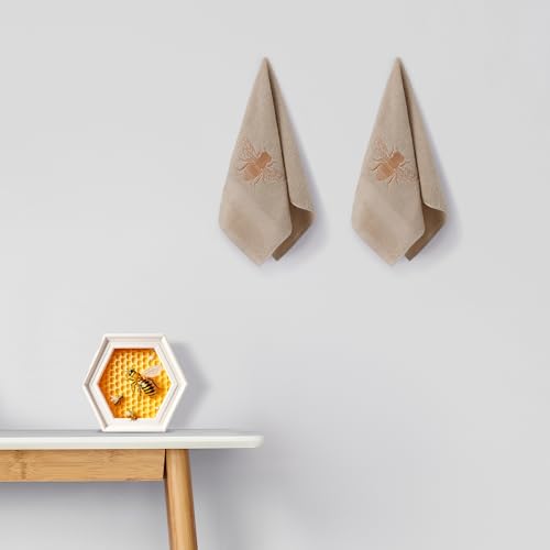 SmoothNovelty 2 Pcs Bee Hand Towels Brown Bathroom Decor 14x29 Inch Embroidered 100% Cotton Soft Absorbent Spring Summer Decorative Hand Towels for Bathroom Kitchen - style: Bee