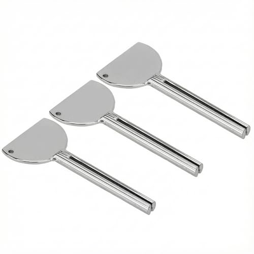 Toothpaste Tube Squeezer Set, Silver Half-Moon Roller Key for Small Paste Tubes, Manual Turn Handle for Bathroom Vanity Travel Kit, 3 Pieces - color: Silver