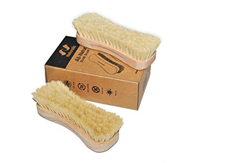 All-Natural Wooden Scrub Brush Set | Eco-Friendly Cleaning Brush Set with Tampico Bristles | Floor Scrub Brush & Shower Scrubber for Bathroom, Tub, Kitchen & Carpet | Sustainable Set – Pack of 2