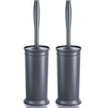 Toilet Brush and Holder 2 Pack, Toilet Bowl Brush with Extra Long Handle, Toilet Scrubber and Covered Holder, Toilet Brushes for Bathroom-Space Saving, Covered Brush, Durable, Deep Cleaning(Grey) - color: Gray