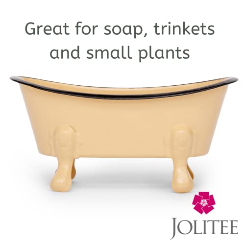 Rustic Enamel 1 Piece 5.5" Metal Clawfoot Mini Bathtub Soap Dish Mini Bath Tub Decoration Clawfoot Tub Soap Caddy Lemon - color: Lemon
