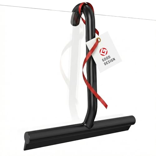 All-in-One Silicone Shower Squeegee with Built-in Large Hook, 145° Ergonomic Handle & Streak-Free Blade for Glass Doors, Bathroom Mirrors, Windows, Tiles & Car Windshields, 8.26 Inch
