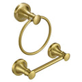 RUMOSE Toilet Paper Holder and Hand Towel Ring Brushed Gold Wall Mount Bathroom Hardware Accessories 2 PCS Set Flexible Pivoting Toilet Tissue Roll Holder and Towel Hanger, Stainless Steel - color: Brushed Gold