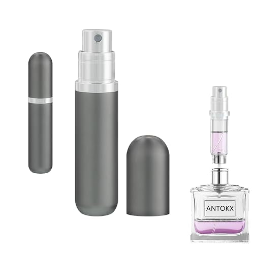 Travel Perfume Atomizer Refillable Bottle - 5ML Leakproof Luxury Travel Perfume Atomizer, Refillable Perfume Spray Bottle for Women (Gray) - color: Gray