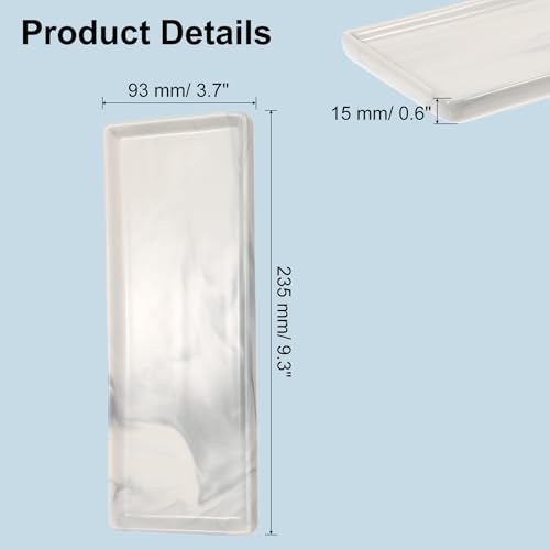 uxcell Marble Tray for Bathroom 9" Small Rectangle Ceramic Vanity Tray for Countertop Shatterproof Bathtub Soap Tray Kitchen Sink Organizer Key Trinket Ring Tray, Grey - color: Gray