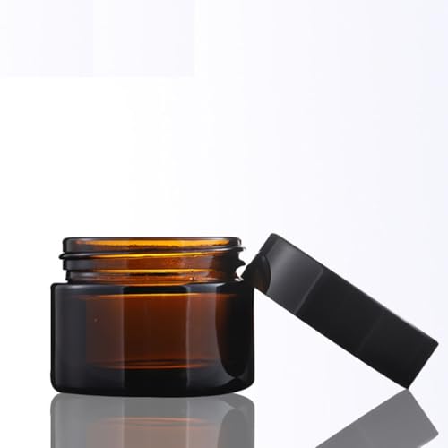 36 Pack 2oz Amber Glass Jars, Round Cosmetic Jars with with Black Lids and Inner Liners, Reusable Glass Containers for Homemade Creams, Candle, Skincare, Lotion, Travel