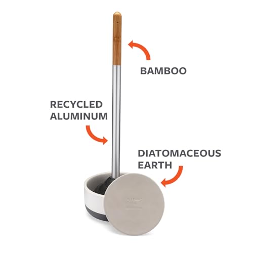 Full Circle Royal Plunge - Bathroom Toilet Plunger with Ceramic Holder and Instant-Dry Coating for Mold & Mildew Prevention, Easy to Clean & More Hygenic, White - color: Starter Kit, style: Plunger