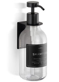 Shower Shampoo Dispenser Wall Mounted – Refillable 16.9 oz Clear Bottle with Stainless Steel Pump & No-Drill Adhesive Holder – Soap Dispenser for Bathroom (1 X Clear/Black) - color: 1 X Clear/Black