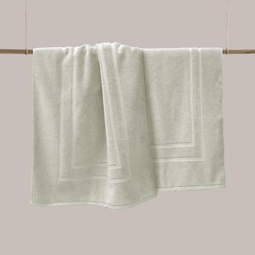 Feather & Stitch 2 Piece Towel Like Bath Mats (30x21 Inch) 100% Cotton Terry Bath Mats, Bathroom Shower Floor Mats [NOT A Bathroom Rug], Soft Absorbent Washable Mats - Silver Birch - color: Silver Birch