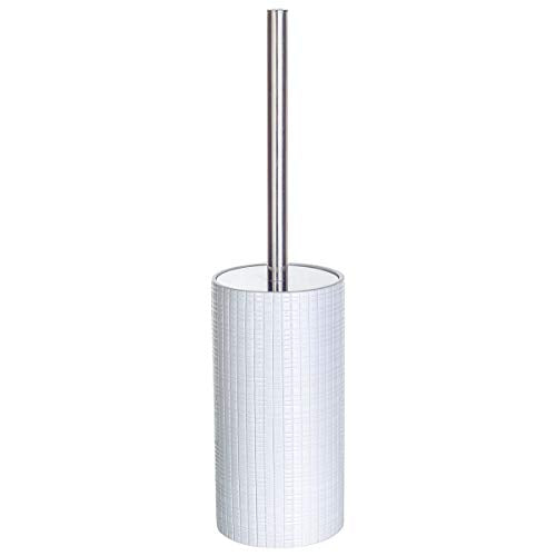 Creative Scents Estella White Toilet Brush Set - Decorative Bathroom Toilet Bowl Brush and Holder - Ventilated Toilet Cleaner Brush with Strong Bristles Rust Proof for Elegant Bathroom Accessories - color: White