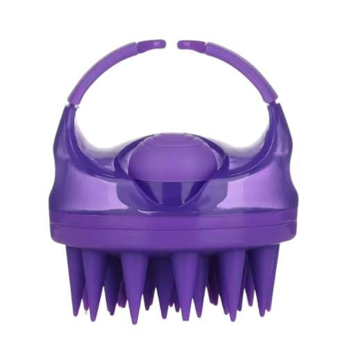 2-in-1 Scalp Massager with Shampoo Dispenser - Durable Head Scrubber for Deep Cleansing and Hair Growth, Non-Slip Exfoliating Brush for Dandruff Removal, Handheld Silicone Hair Brush - (Purple) - color: Purple