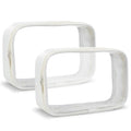 Moyad TSA Approved Toiletry Bag Clear Quart Size Travel Bags Makeup Bag | Large Opening, for Men and Women, Carry on Airline Compliant, Transparent Liquids Pouch, Beige - color: Beige, size: 2 Pack